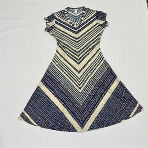 Vintage Mini Dress Blue and Cream 4